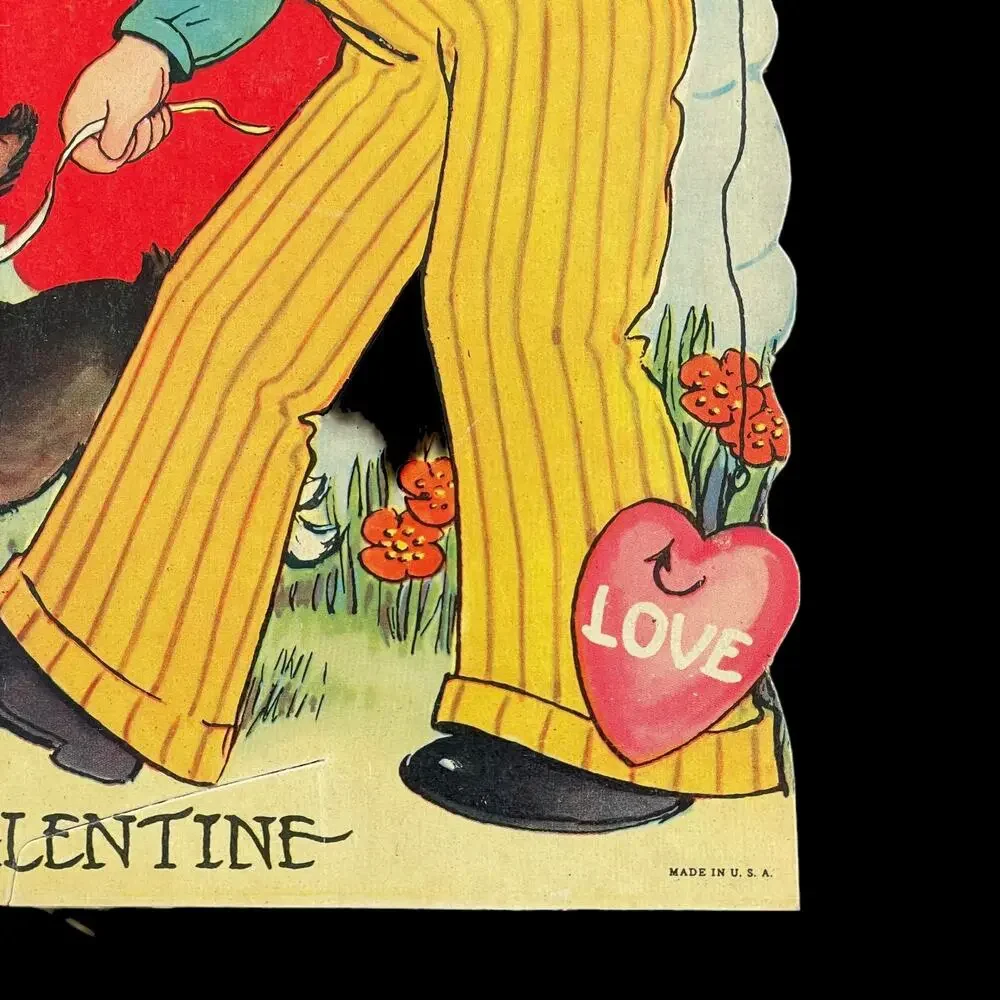 Vintage Valentine Card Large Paper Unsigned Stand Tab Collectible Ephemera READ